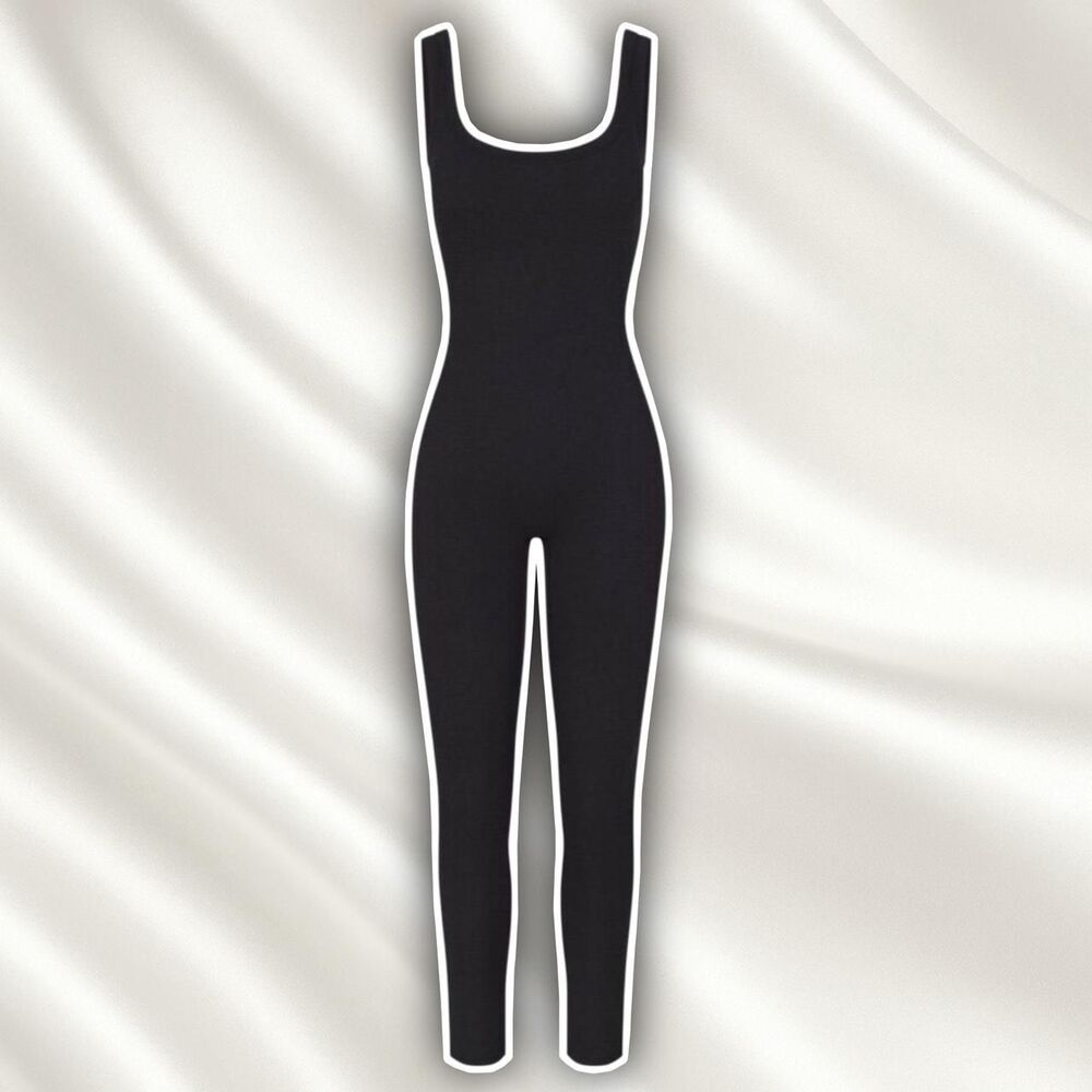 Skims all in one scoop neck catsuit in onyx